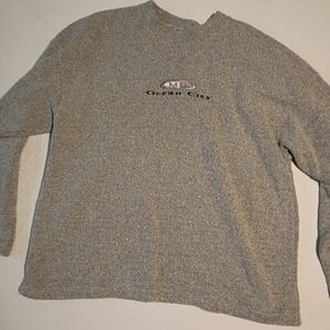 Vintage Gray Knit Ocean City Sweater with embroidered logo